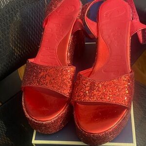 Sparkling Red Glitter Platform Heels